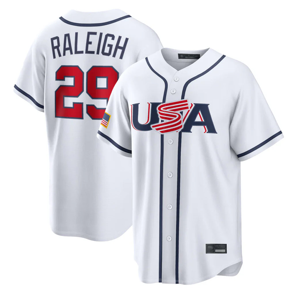 Jamed S.Mariners #29 Cal Raleigh Player White USA 2026 World Classic Game Stitched Jerseys