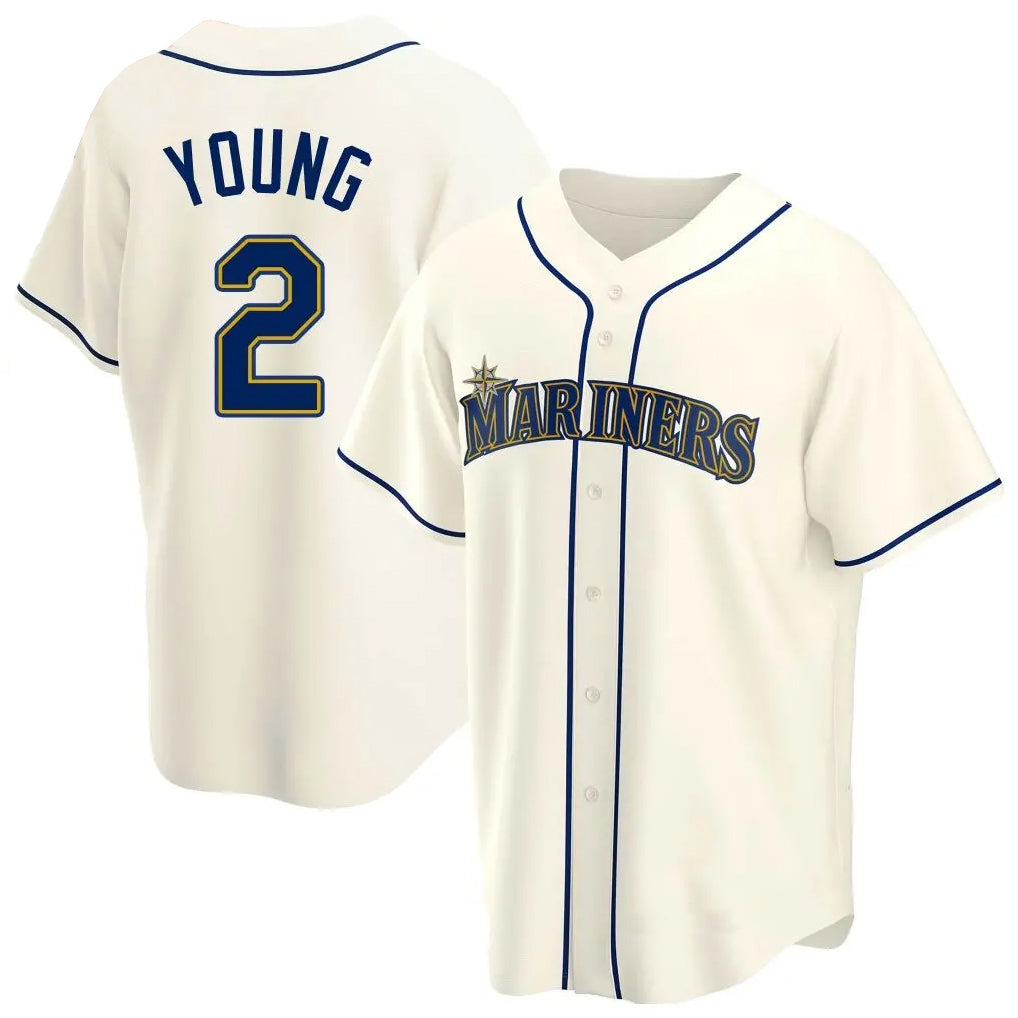Jamed S.Mariners #2 Cole Young Player Cream Home Game Stitched Jerseys