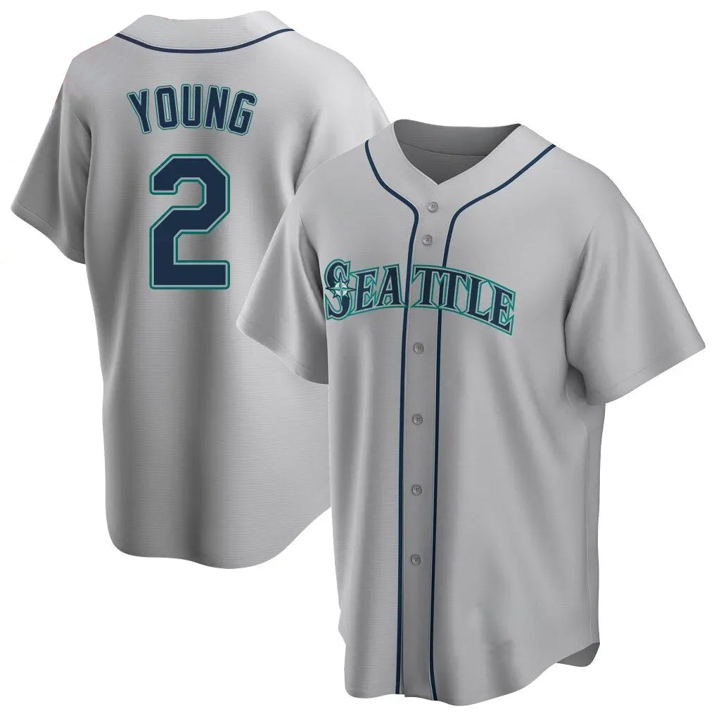 Jamed S.Mariners #2 Cole Young Player Gray Home Game Stitched Jerseys