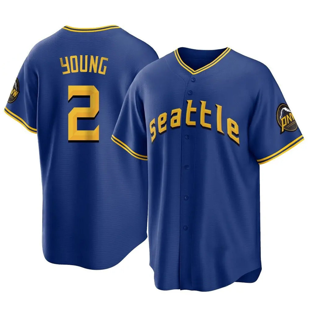 Jamed S.Mariners #2 Cole Young Player Royal City Connect Home Game Stitched Jerseys