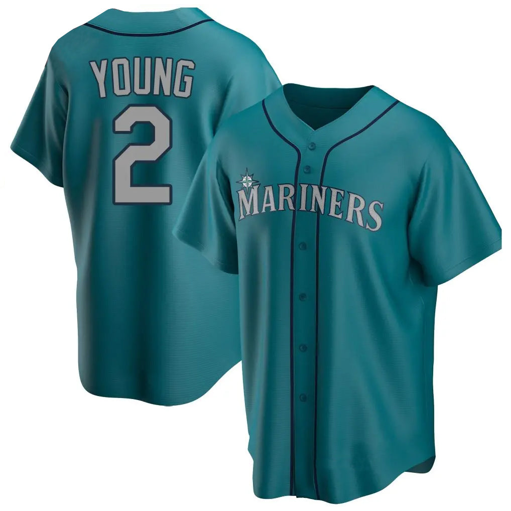 Jamed S.Mariners #2 Cole Young Player Teal Home Game Stitched Jerseys