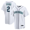 Jamed S.Mariners #2 Cole Young Player White Home Game Stitched Jerseys