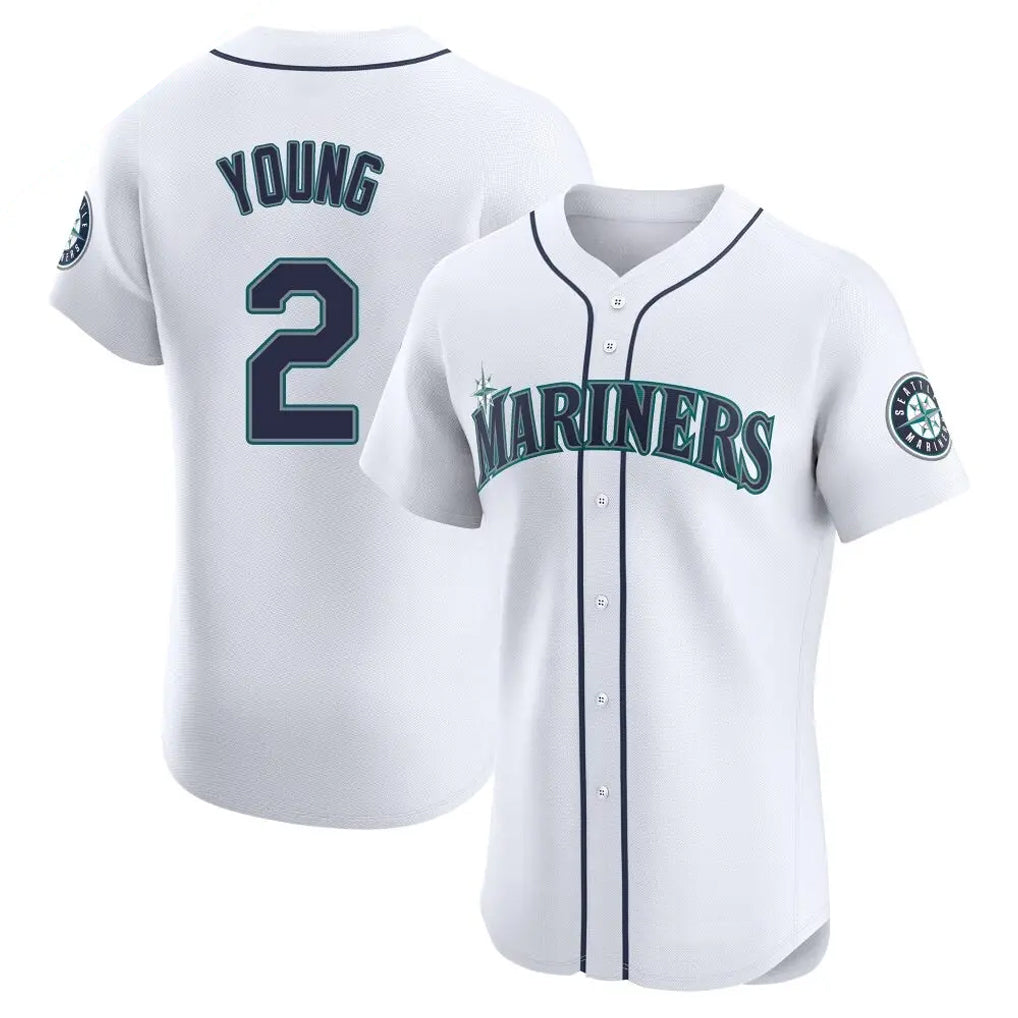 Jamed S.Mariners #2 Cole Young Player White Home Limited Elite Stitched Jerseys