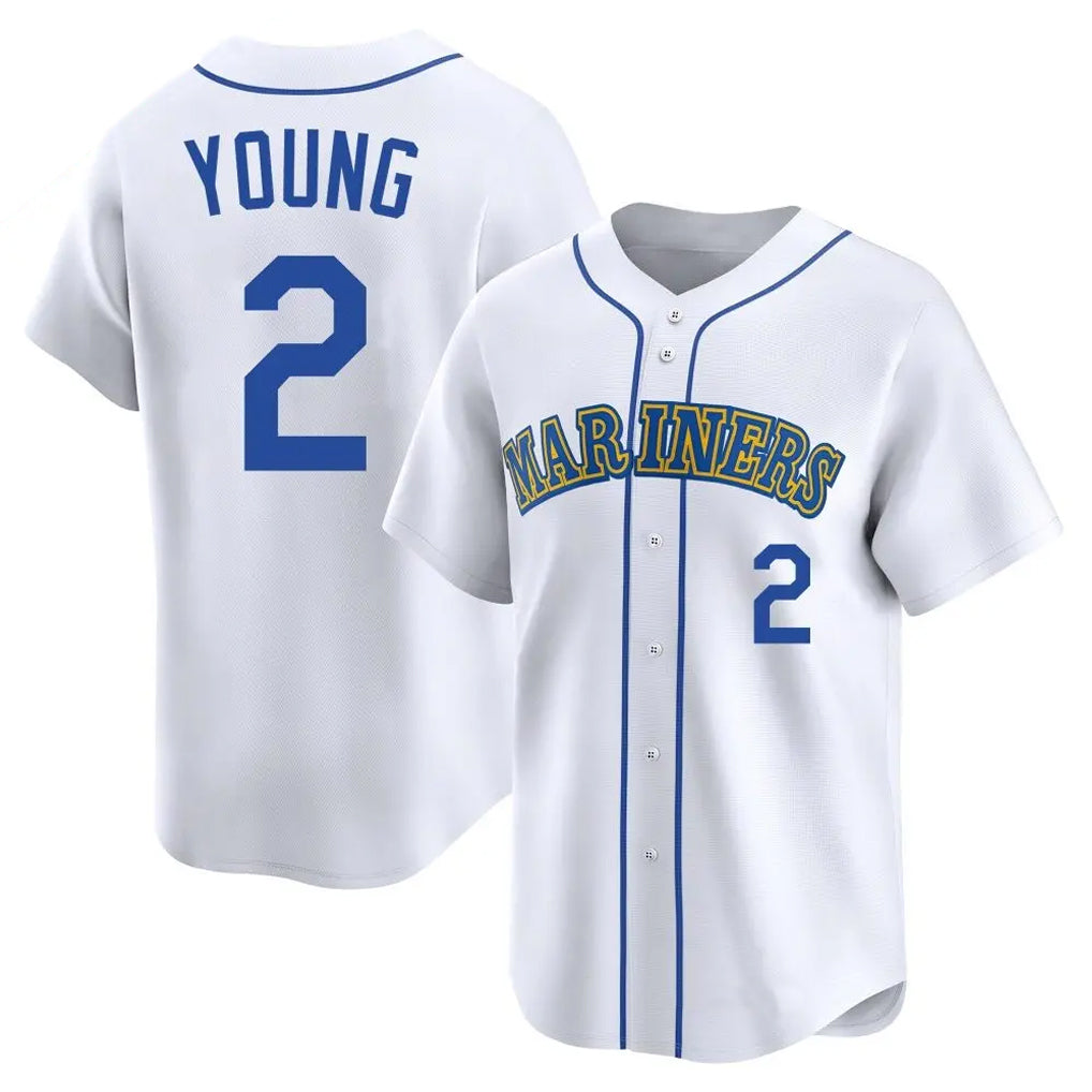 Jamed S.Mariners #2 Cole Young Player White Throwback Cooperstown Collection Limited Game Stitched Jerseys