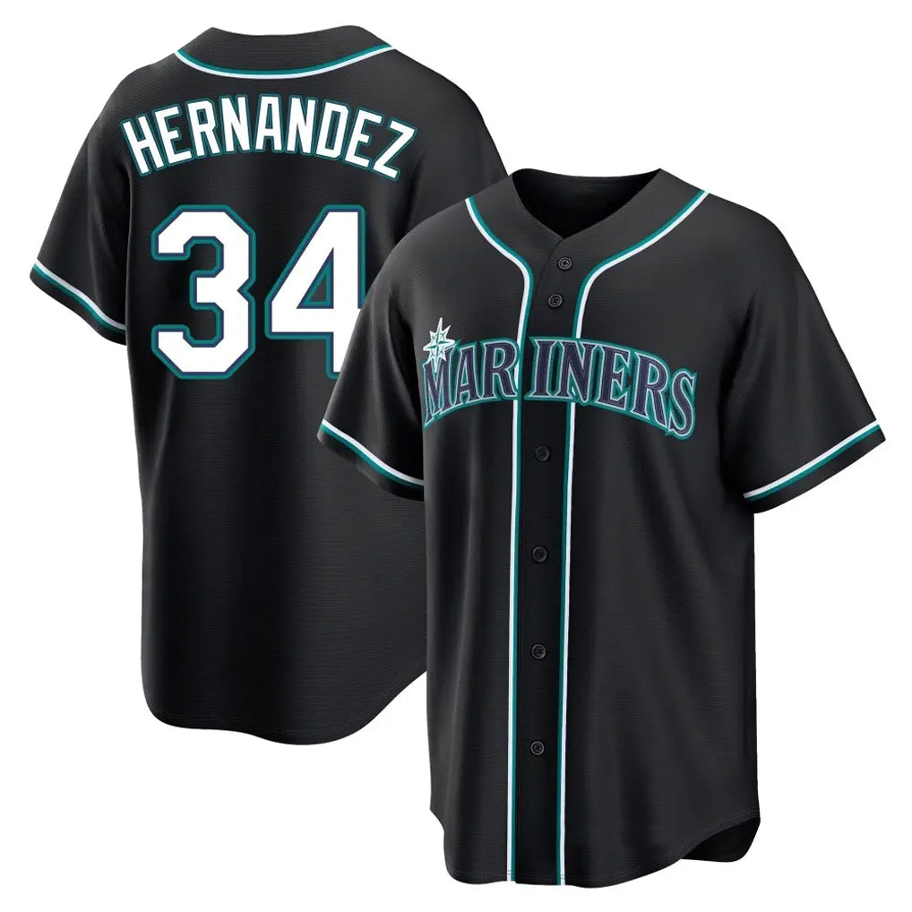 Jamed S.Mariners #34 Felix Hernandez Player Black Fashion Home Limited Stitched Jerseys
