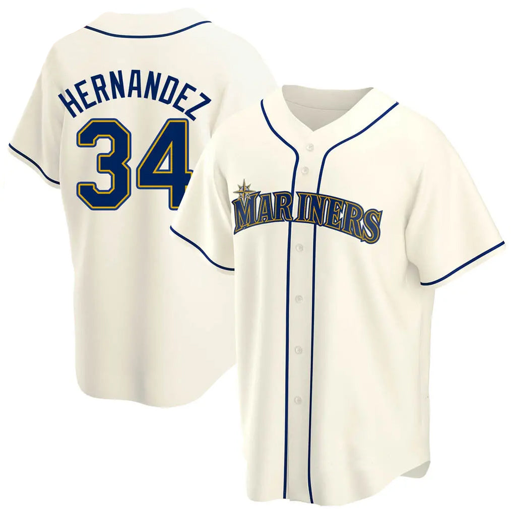 Jamed S.Mariners #34 Felix Hernandez Player Cream Home Game Stitched Jerseys