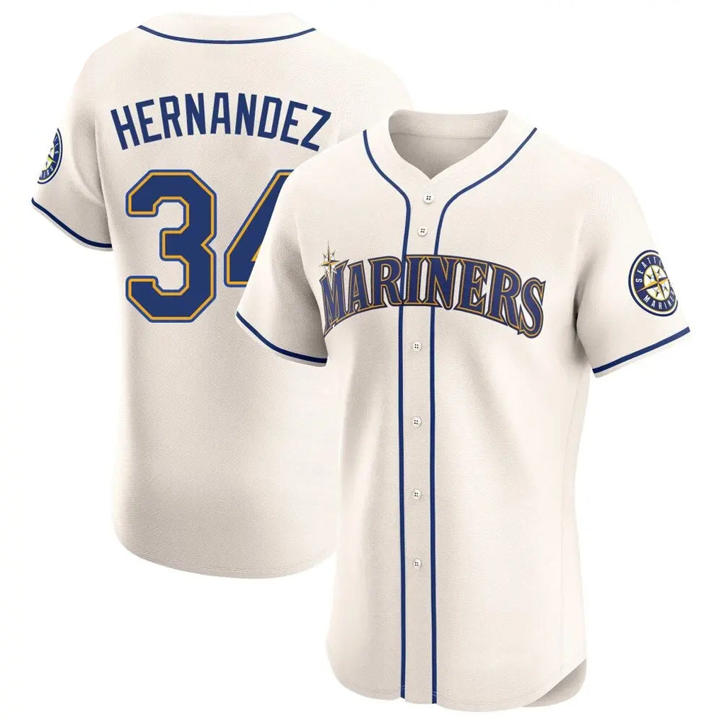 Jamed S.Mariners #34 Felix Hernandez Player Cream Home Limited Elite Stitched Jerseys