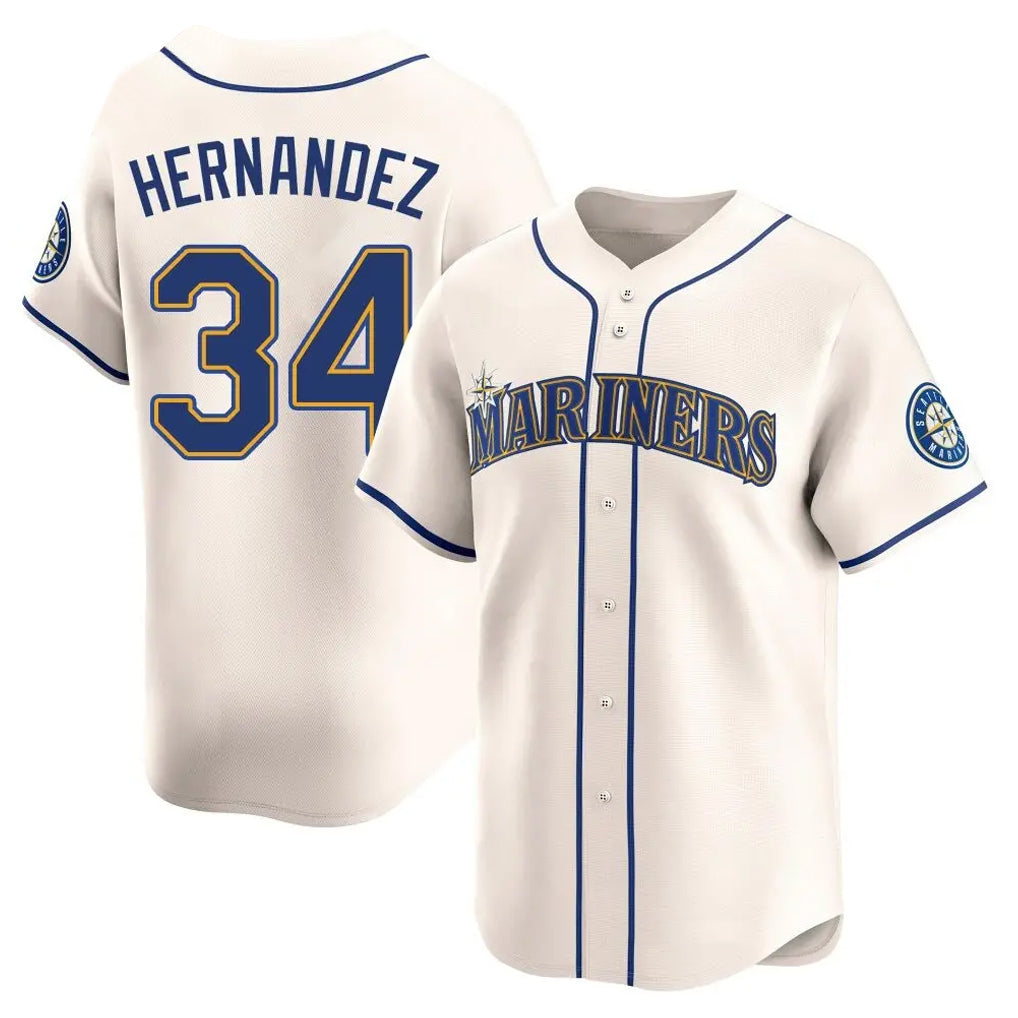 Jamed S.Mariners #34 Felix Hernandez Player Cream Home Limited Stitched Jerseys