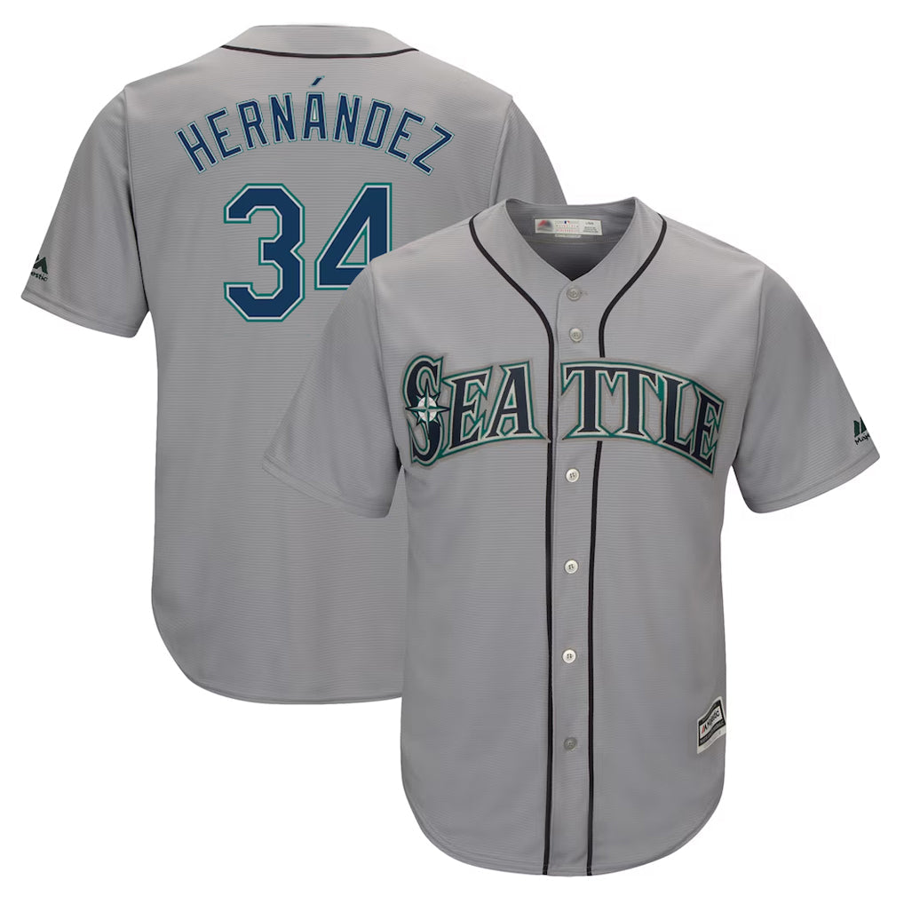 Jamed S.Mariners #34 Felix Hernandez Player Gray Majestic Home Cool Base Limited Stitched Jerseys