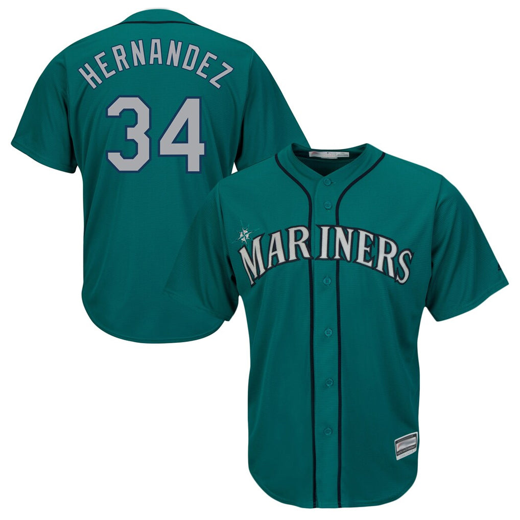 Jamed S.Mariners #34 Felix Hernandez Player Teal Majestic Cool Base Limited Stitched Jerseys