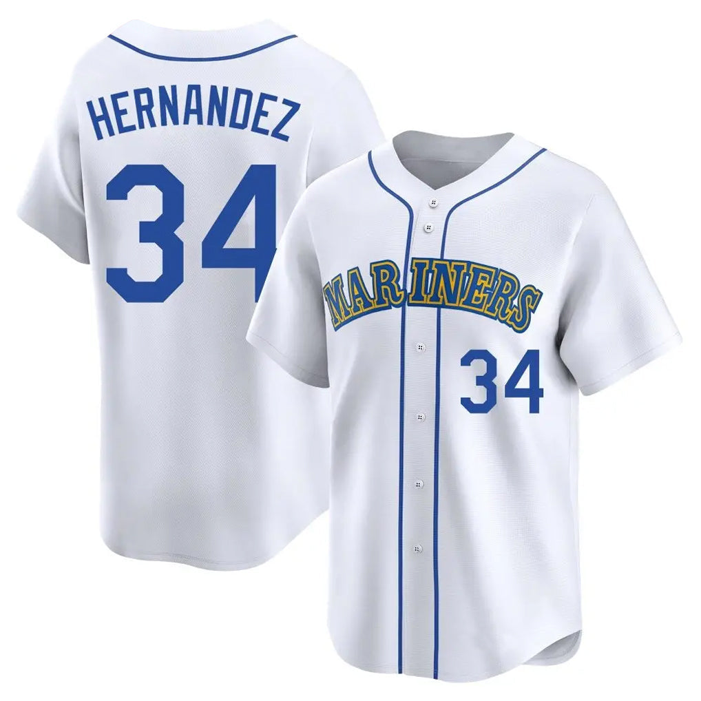 Jamed S.Mariners #34 Felix Hernandez Player White Limited Throwback Cooperstown Collection Stitched Jerseys