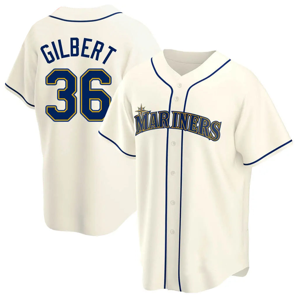 Jamed S.Mariners #36 Logan Gilbert Player Cream Home Game Stitched Jerseys