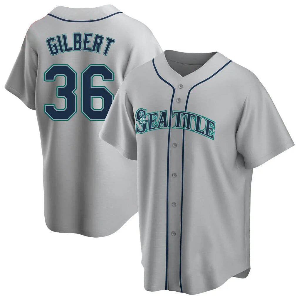 Jamed S.Mariners #36 Logan Gilbert Player Gray Home Game Stitched Jerseys