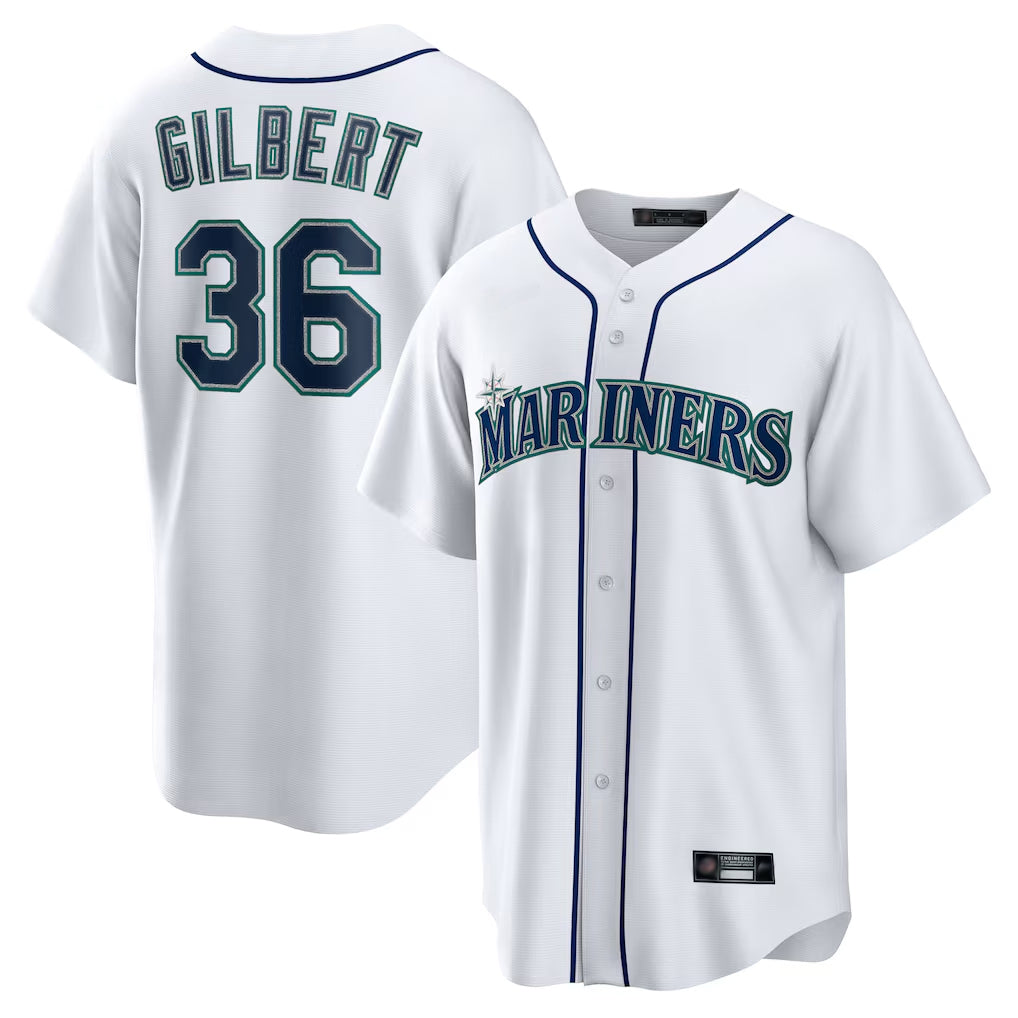 Jamed S.Mariners #36 Logan Gilbert Player White Home Game Stitched Jerseys