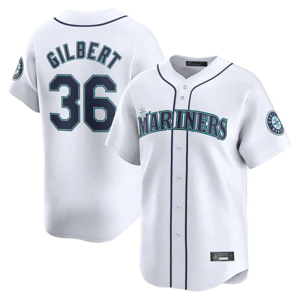 Jamed S.Mariners #36 Logan Gilbert Player White Home Limited Stitched Jerseys