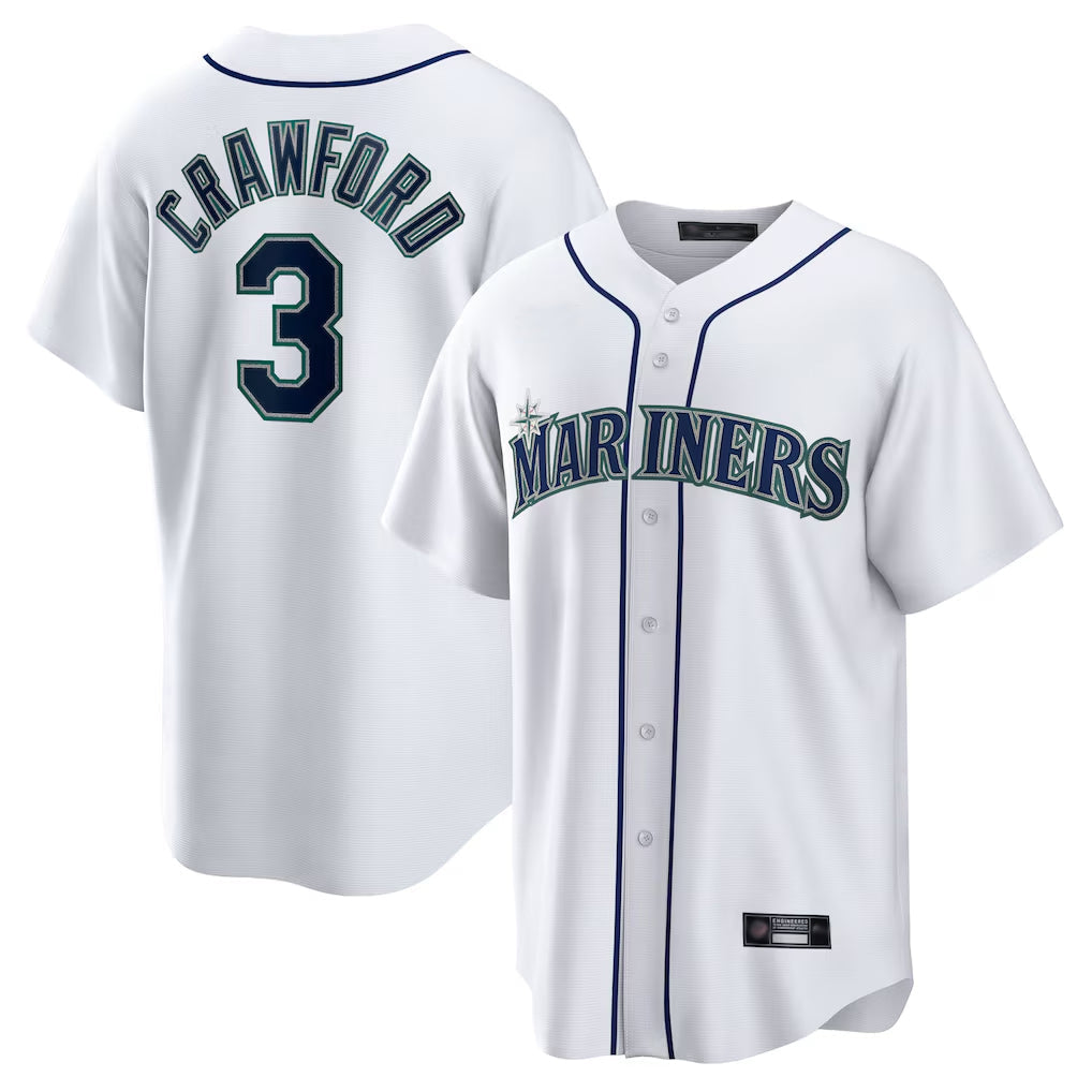 Jamed S.Mariners #3 J.P. Crawford Player White Home Game Stitched Jerseys