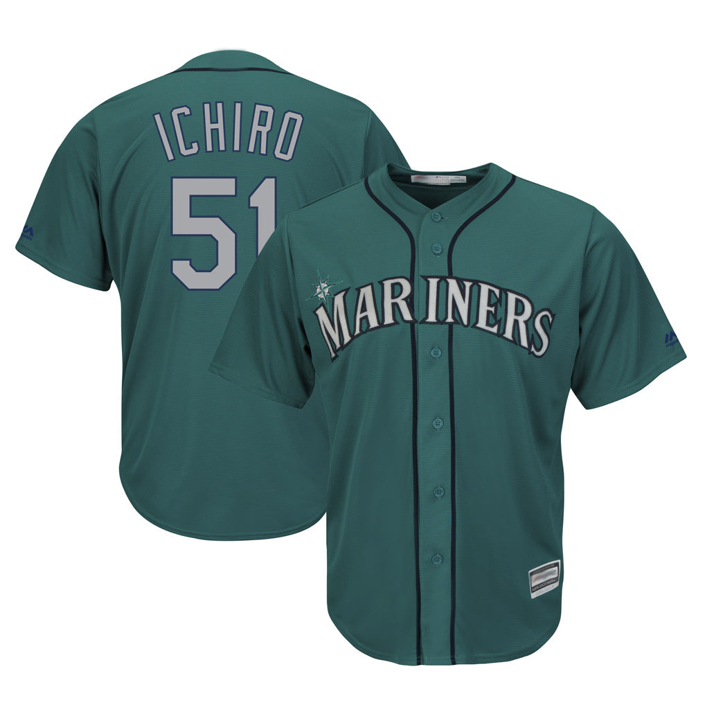 Jamed S.Mariners #51 Ichiro Suzuki Player Aqua Majestic Cool Base Limited Stitched Jerseys