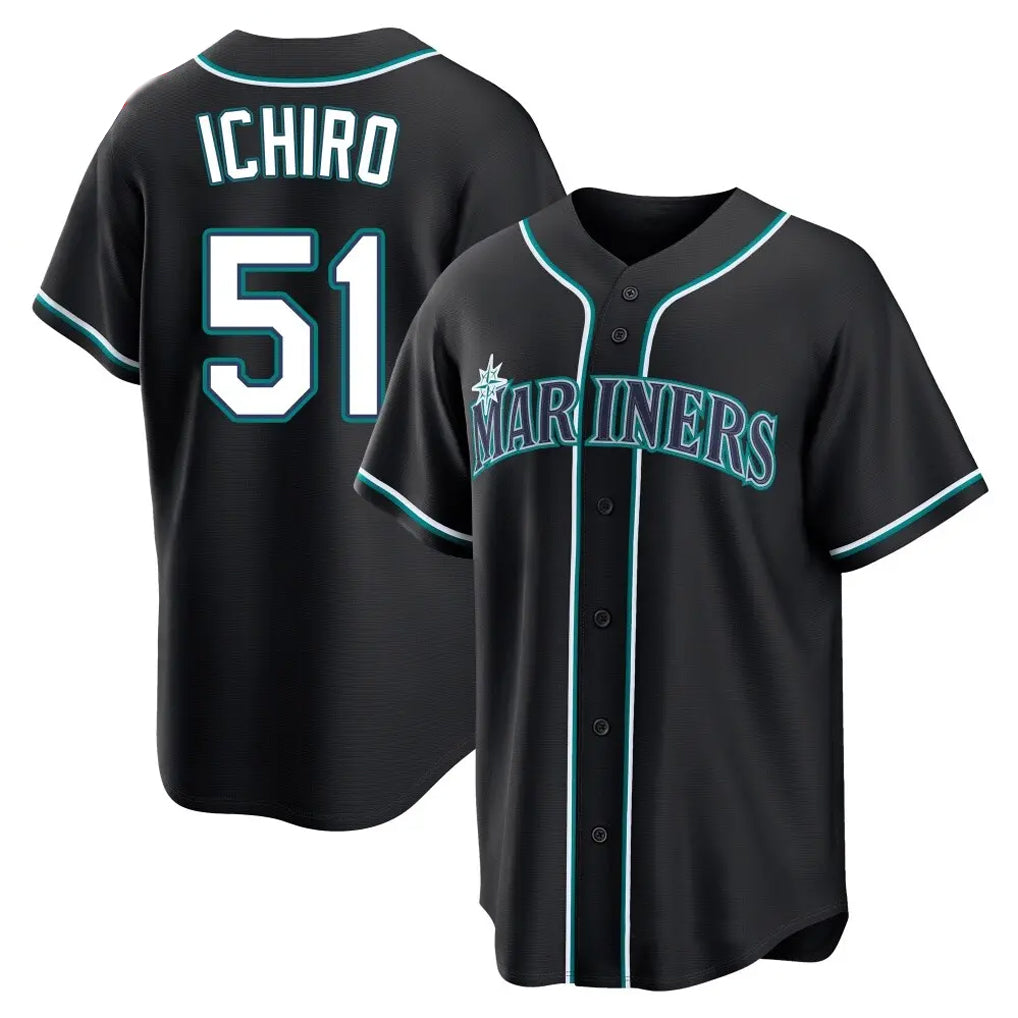 Jamed S.Mariners #51 Ichiro Suzuki Player Black Fashion Home Limited Stitched Jerseys