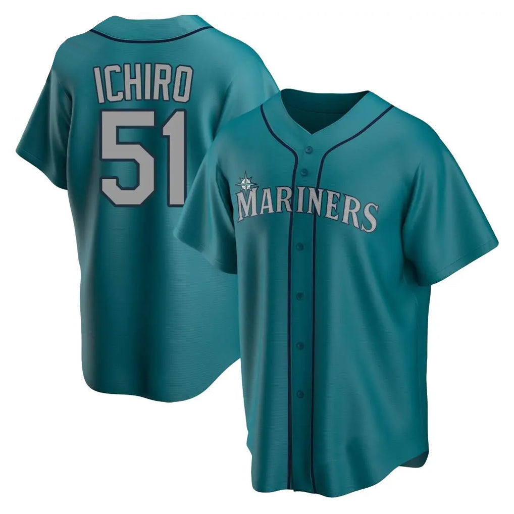 Jamed S.Mariners #51 Ichiro Suzuki Player Teal Home Game Stitched Jerseys