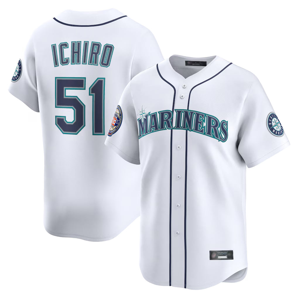 Jamed S.Mariners #51 Ichiro Suzuki Player White 2025 National Hall of Fame Home Limited Stitched Jerseys