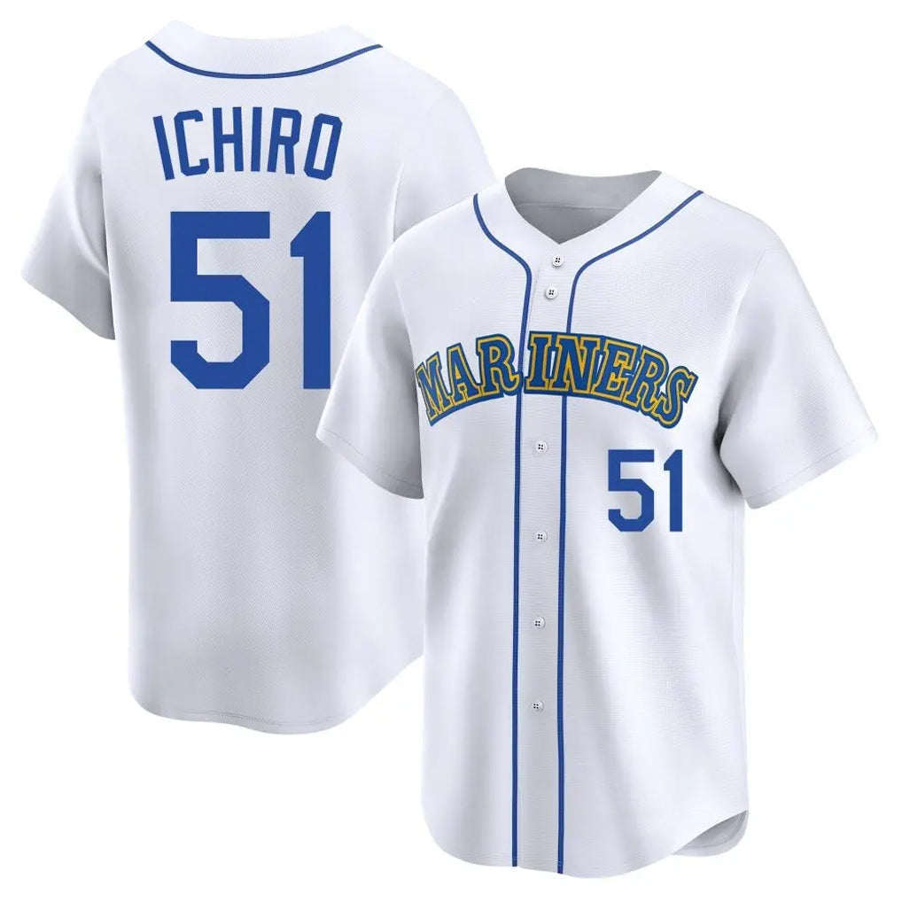 Jamed S.Mariners #51 Ichiro Suzuki Player White Pitch Fashion Game Stitched Jerseys