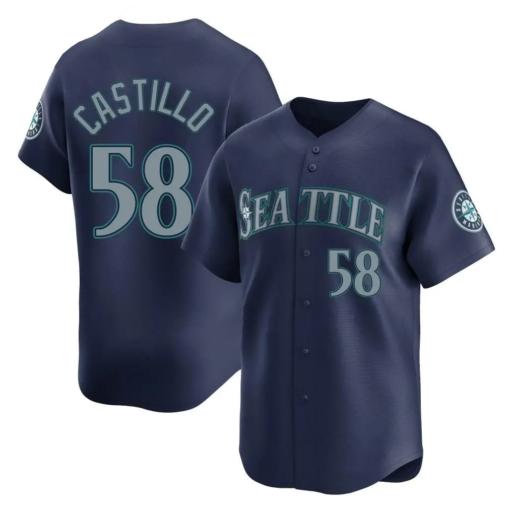 Jamed S.Mariners #58 Luis Castillo Player Navy Home Limited Stitched Jerseys
