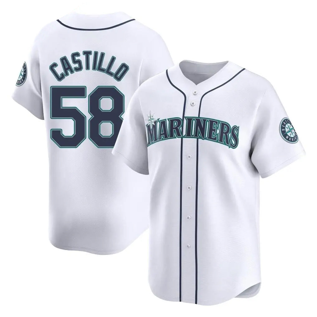 Jamed S.Mariners #58 Luis Castillo Player White Home Limited Stitched Jerseys