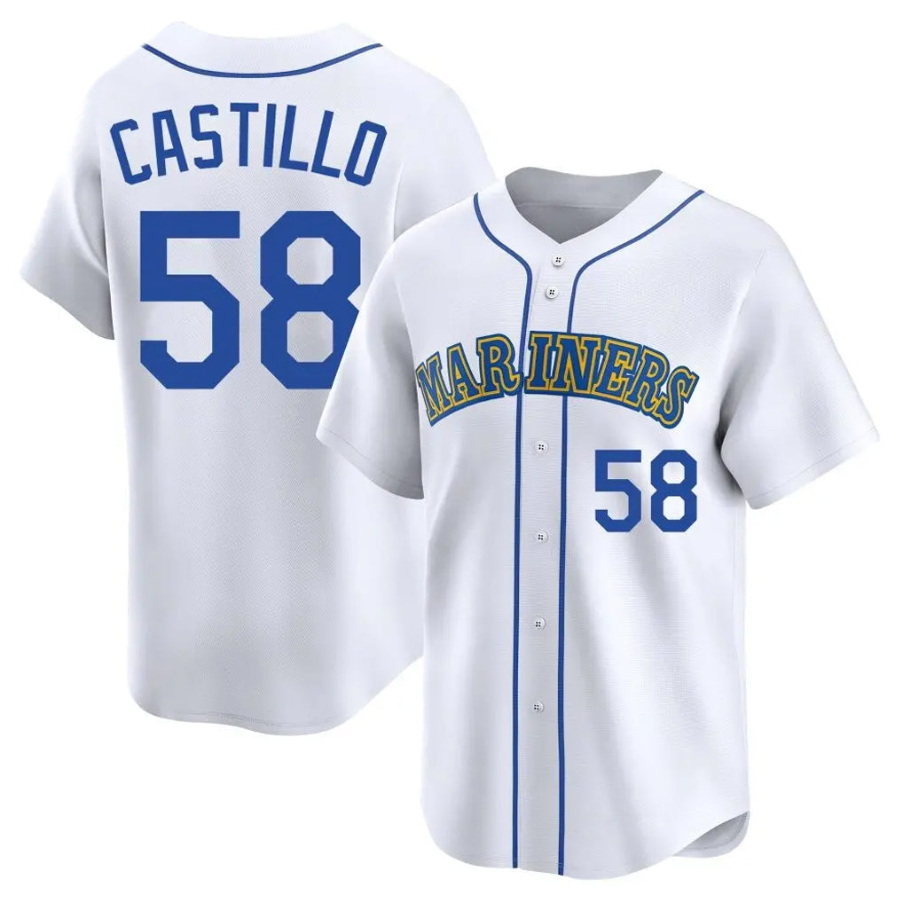 Jamed S.Mariners #58 Luis Castillo Player White Throwback Cooperstown Collection Limited Game Stitched Jerseys