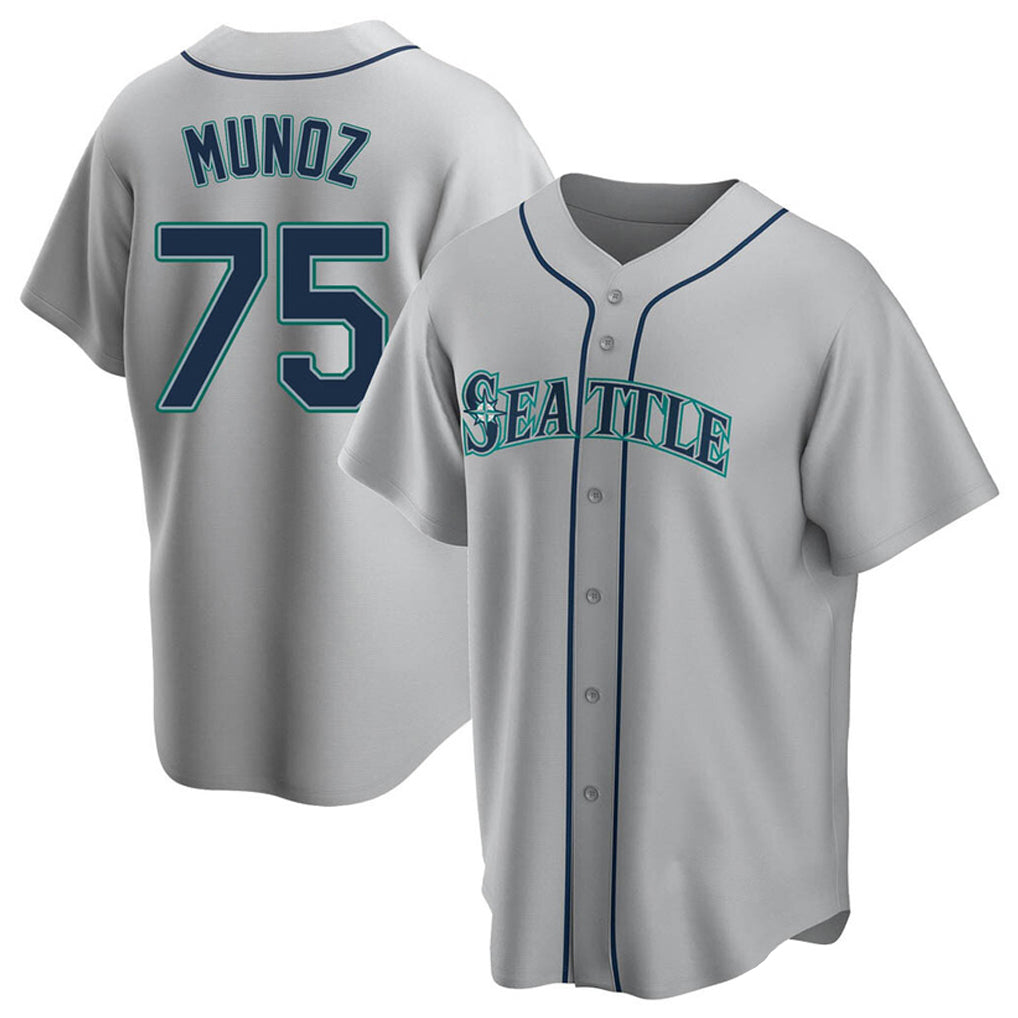 Jamed S.Mariners #75 Andres Munoz Player Gray Home Game Stitched Jerseys