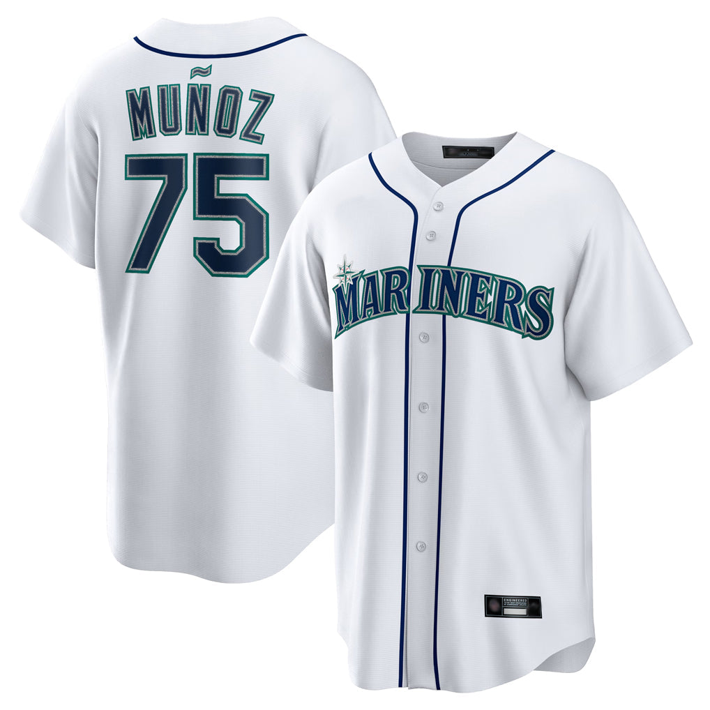 Jamed S.Mariners #75 Andres Munoz Player White Home Game Stitched Jerseys