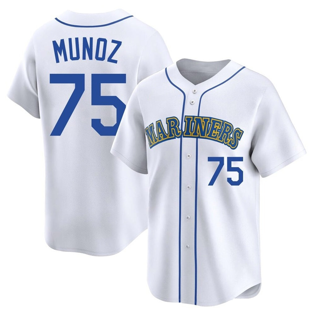 Jamed S.Mariners #75 Andres Munoz Player White Throwback Cooperstown Collection Home Limited Stitched Jerseys