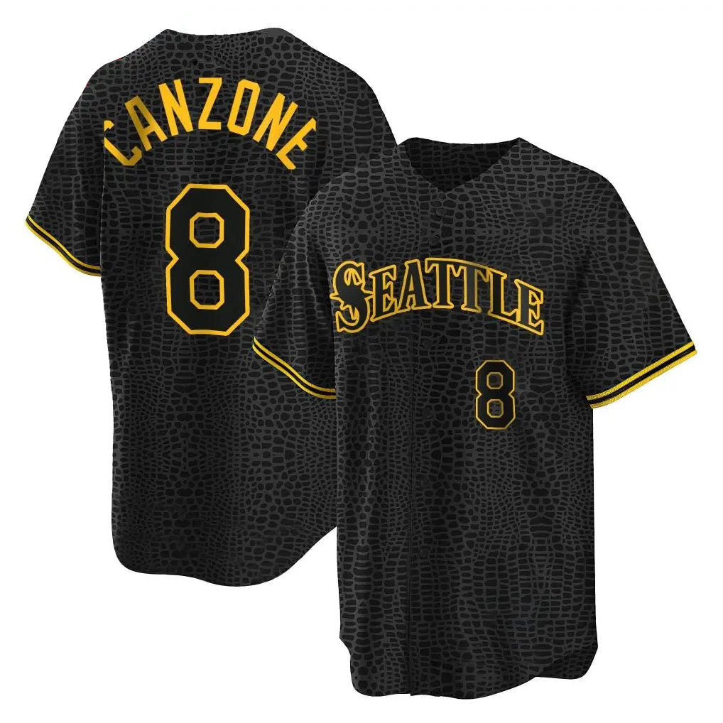 Jamed S.Mariners #8 Dominic Canzone Player Black Snake Skin City Home Limited Stitched Jerseys