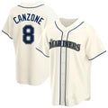 Jamed S.Mariners #8 Dominic Canzone Player Cream Home Game Stitched Jerseys
