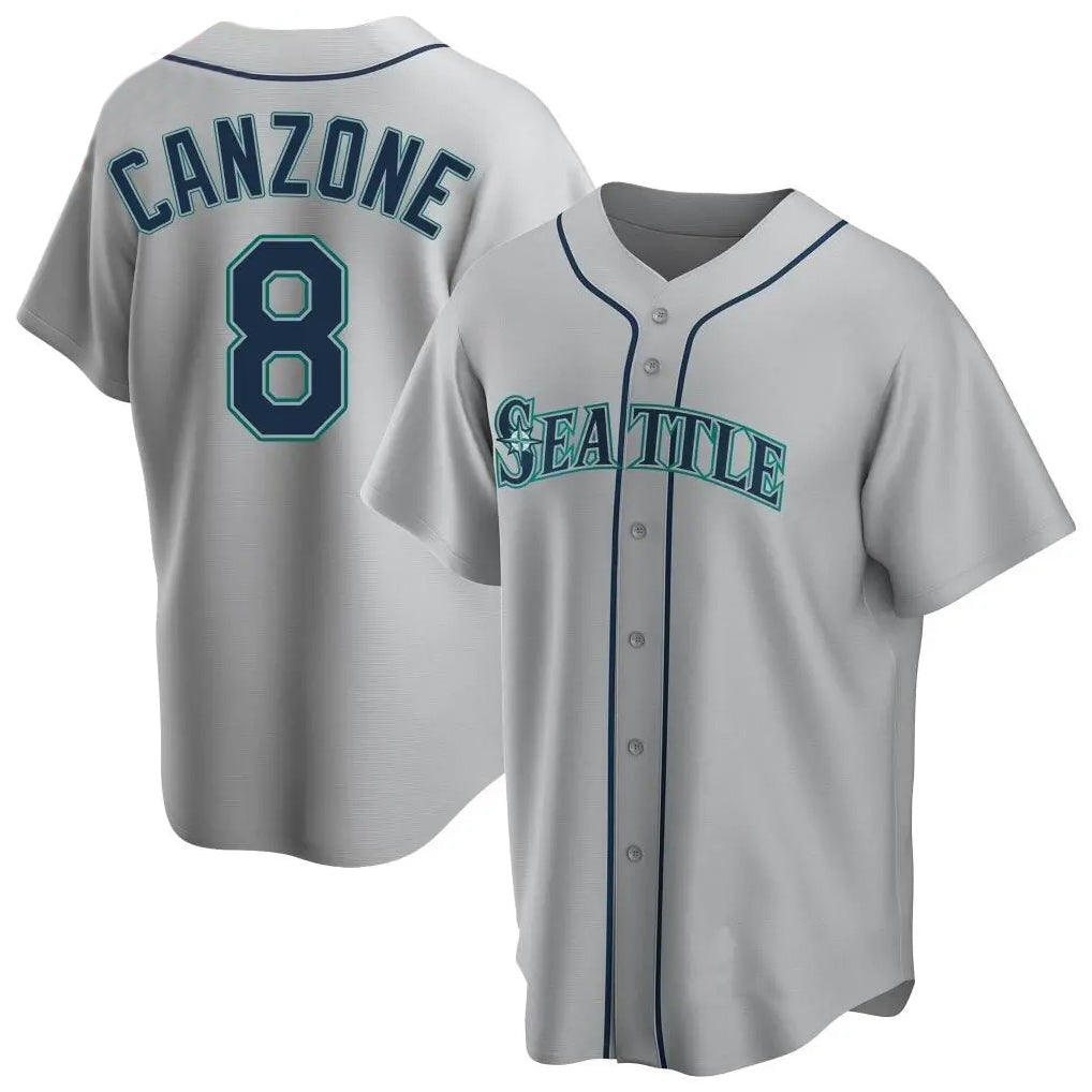Jamed S.Mariners #8 Dominic Canzone Player Gray Home Game Stitched Jerseys
