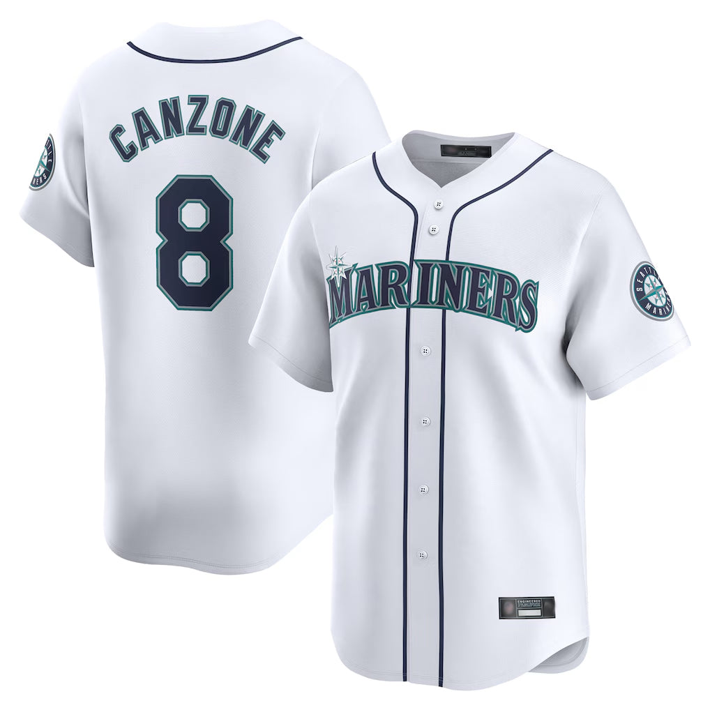 Jamed S.Mariners #8 Dominic Canzone Player White Home Limited Stitched Jerseys