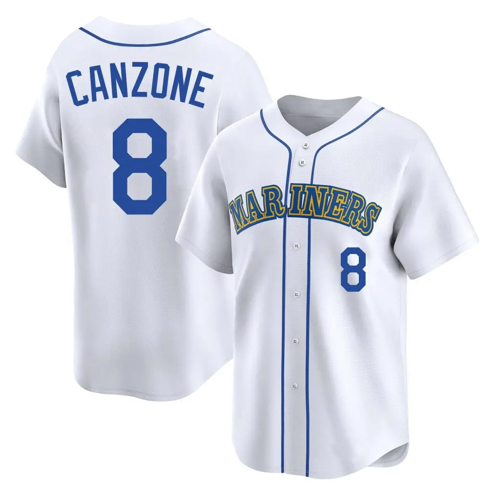 Jamed S.Mariners #8 Dominic Canzone Player White Pitch Fashion Game Stitched Jerseys