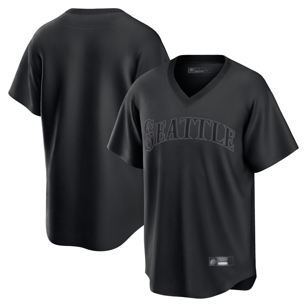 Jamed S.Mariners Blank Player Black Replica Fashion T-shirt Stitched Jerseys