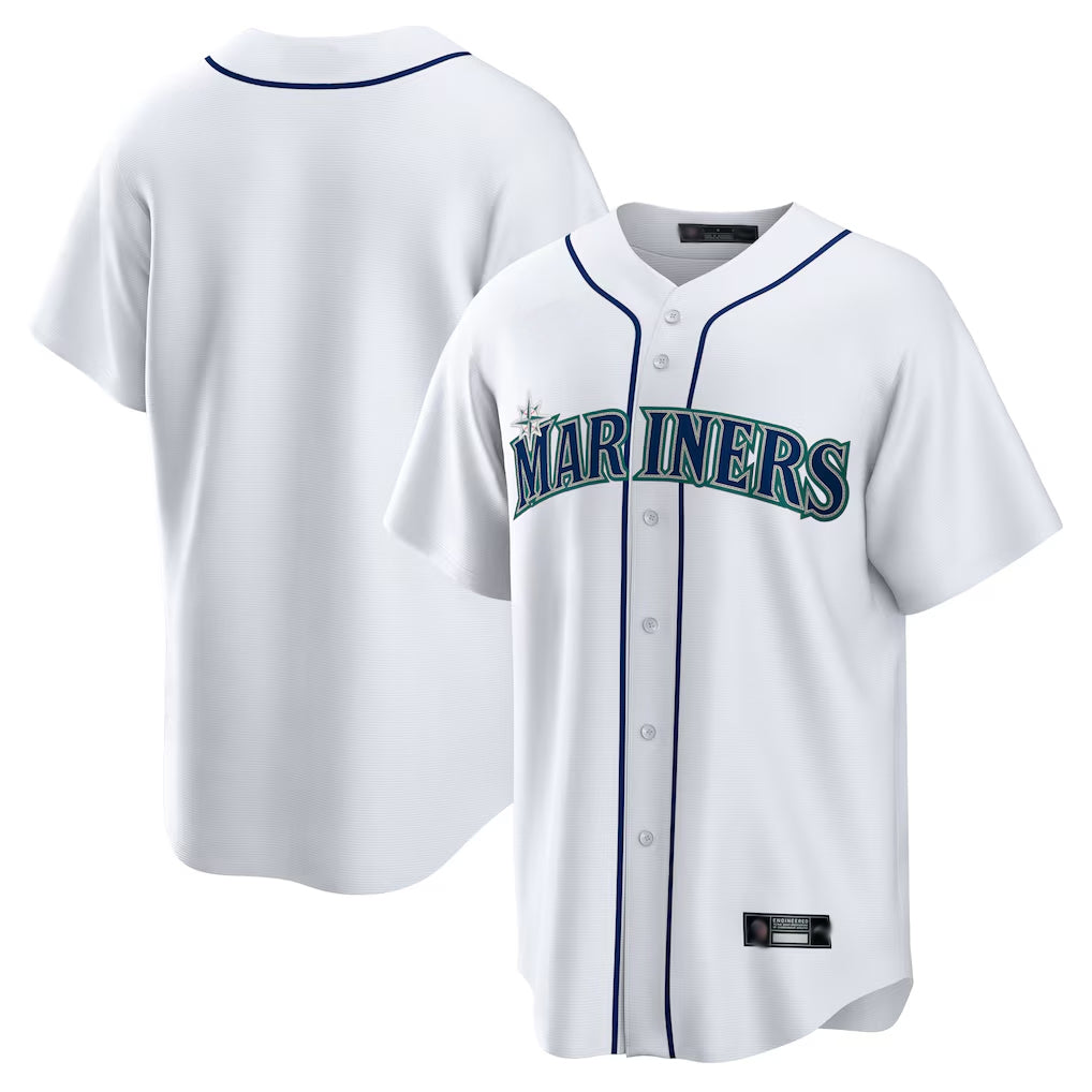 Jamed S.Mariners Blank Player White Home Game Stitched Jerseys