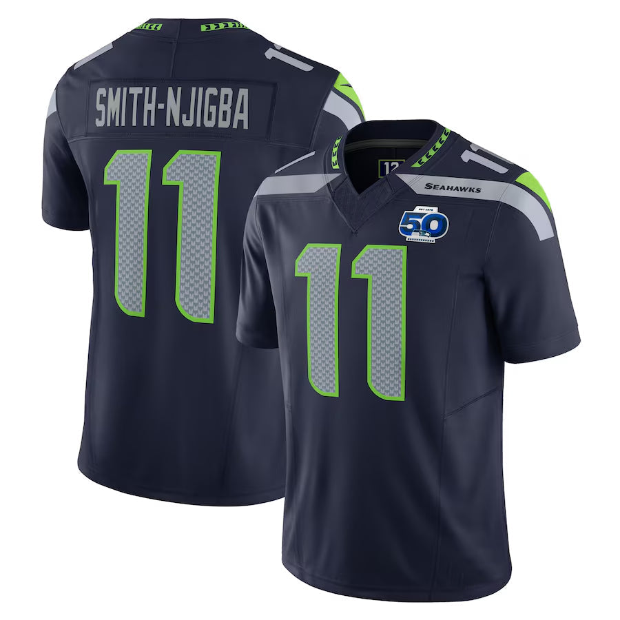 Jamed S.Seahawks #11 Jaxon Smith-Njigba Player Navy 50th Season Vapor F.U.S.E. Limited Stitched Jerseys