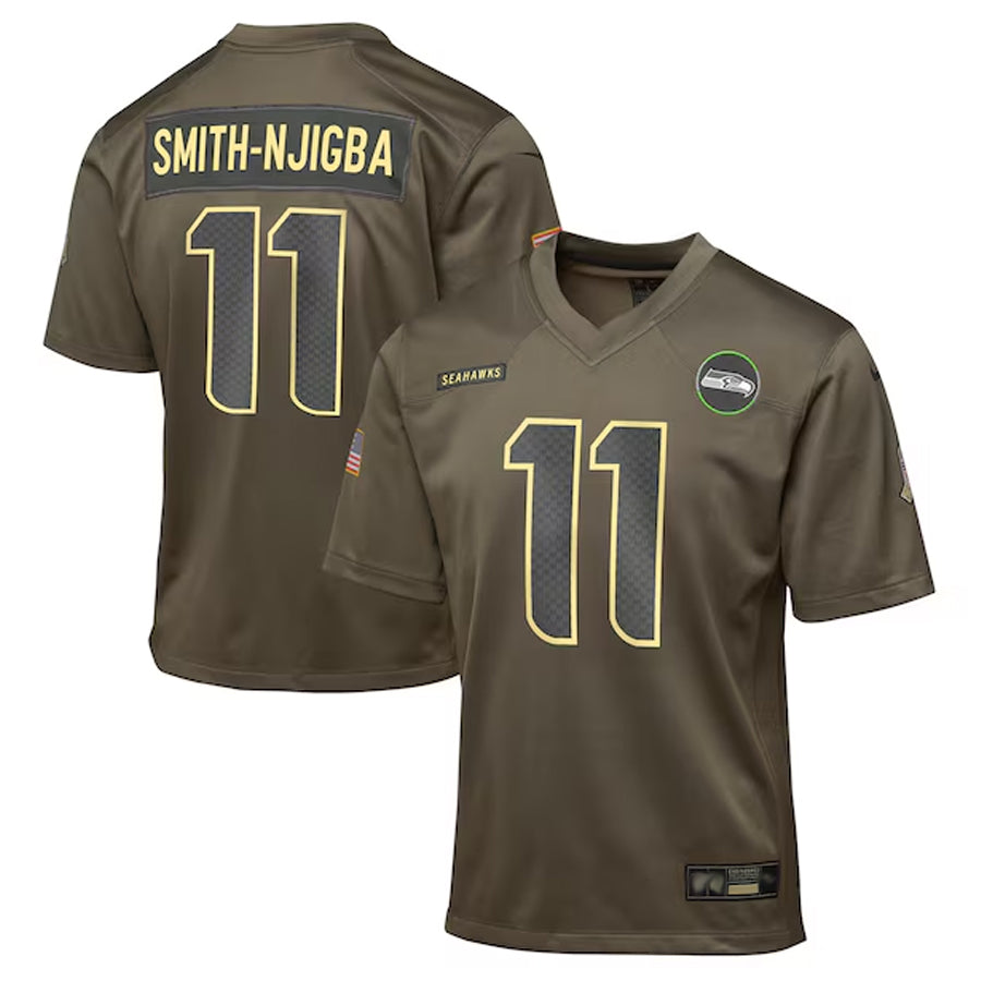 Jamed S.Seahawks #11 Jaxon Smith-Njigba Player Olive Salute to Service Game Stitched Jerseys