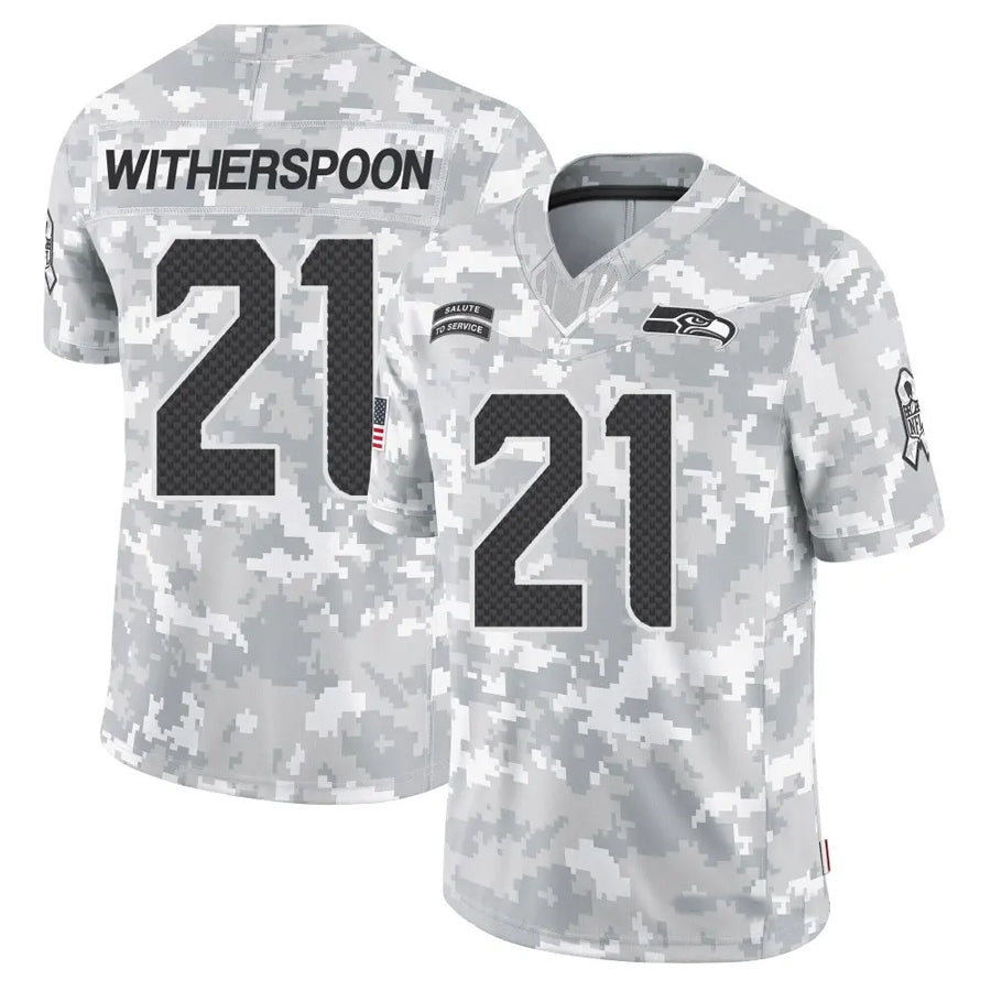 Jamed S.Seahawks #21 Devon Witherspoon Player Arctic Camo Salute to Service Limited Stitched Jerseys