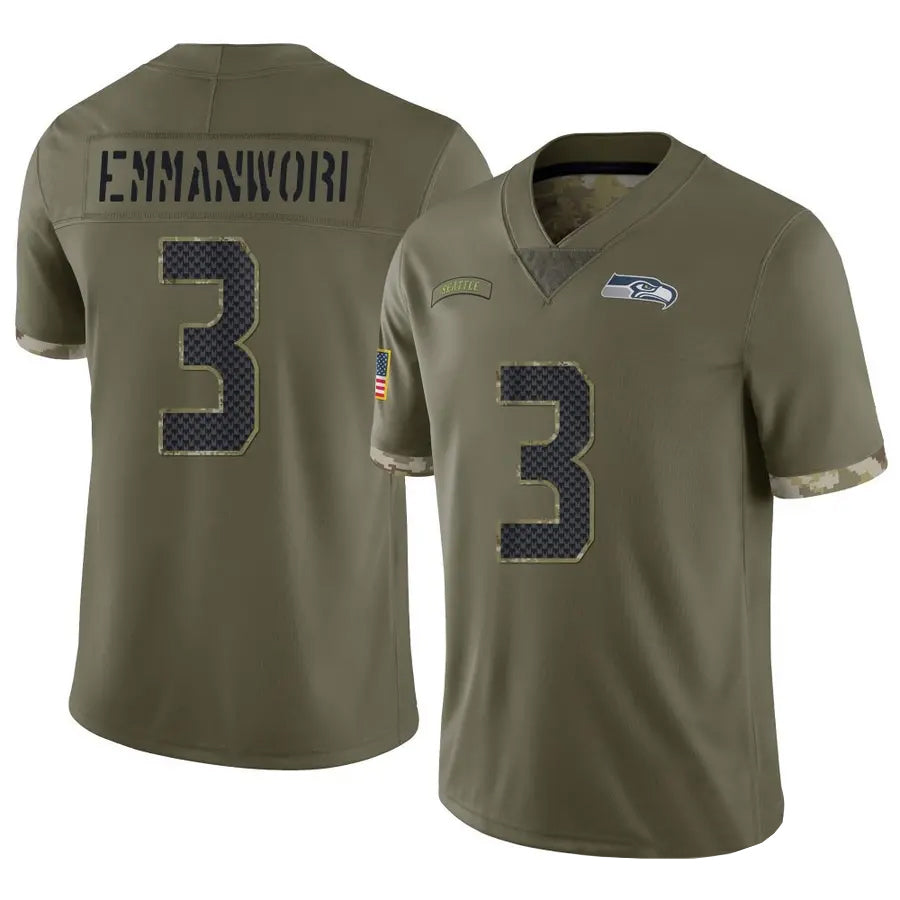 Jamed S.Seahawks #3 Nick Emmanwori Player Salute to Service Olive Football Jerseys