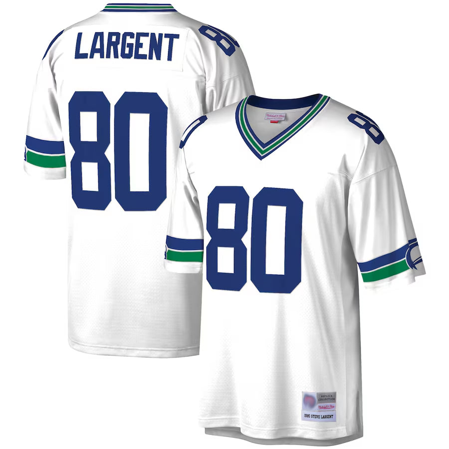 Jamed S.Seahawks #80 Steve Largent Player Mitchell & Ness White Legacy Replica Stitched Jerseys