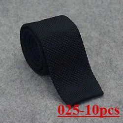 10pcs Knitted Ties Slim 5.5cm Solid Color Knit Neckties For Men Plain Black White Brown Burgundy Man's Accessory Fashion Gravata