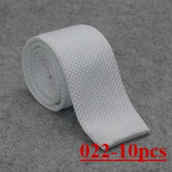 10pcs Knitted Ties Slim 5.5cm Solid Color Knit Neckties For Men Plain Black White Brown Burgundy Man's Accessory Fashion Gravata