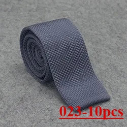 10pcs Knitted Ties Slim 5.5cm Solid Color Knit Neckties For Men Plain Black White Brown Burgundy Man's Accessory Fashion Gravata