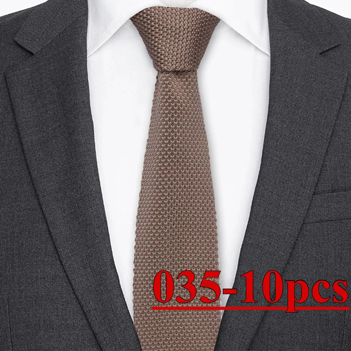 10pcs Knitted Ties Slim 5.5cm Solid Color Knit Neckties For Men Plain Black White Brown Burgundy Man's Accessory Fashion Gravata