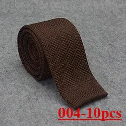 10pcs Knitted Ties Slim 5.5cm Solid Color Knit Neckties For Men Plain Black White Brown Burgundy Man's Accessory Fashion Gravata