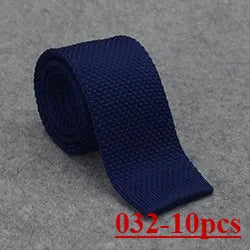 10pcs Knitted Ties Slim 5.5cm Solid Color Knit Neckties For Men Plain Black White Brown Burgundy Man's Accessory Fashion Gravata