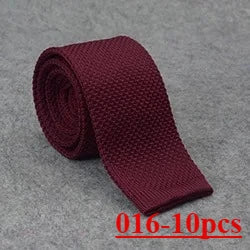 10pcs Knitted Ties Slim 5.5cm Solid Color Knit Neckties For Men Plain Black White Brown Burgundy Man's Accessory Fashion Gravata